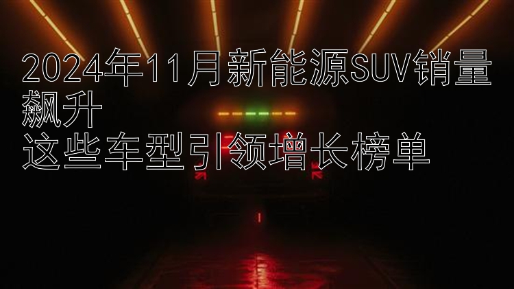 2024年11月新能源SUV销量飙升  这些车型引领增长榜单